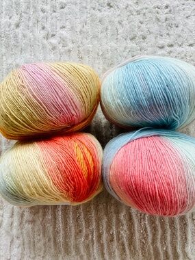 Lot Of 4 Knit Picks Chroma Yarn Fingering Wool Pastel Ice Lolly & Mocktail Color